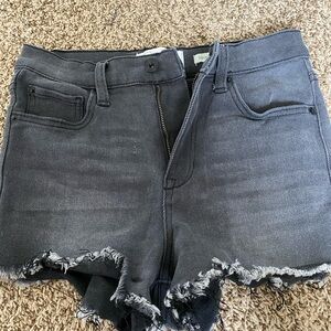 Celebrity Pink Gray Distressed Jean Shorts